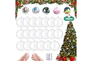 ZOFORY 25 Sztuk Bombek Choinkowych, Bombki Choinkowe Plastikowe, Personalizowane Bombki Choinkowe z Nitką Perłową, Bombki Choinkowe Przezroczyste, Bombki Choinkowe DIY, Bombki Choinkowe Do Wypełnienia (5 cm)
