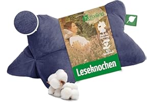 ‎HERBALIND Herbalind Leseknochen Feiner Cord WOHLFÜHLZEIT - 100% Baumwolle Babycord robust und waschbar - Nackenkissen in Trendfarben, Öko-Tex 100 Zertifiziert, vielseitig einsetzbar - 40x18 cm, blau