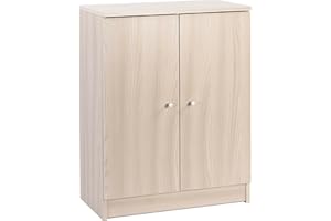 Sarmog Mobile 2 Ante, Mobile multiuso, Mobile ante, Mobile con ripiani, Mobile multiuso con ripiani e ante, Finitura bianco liscio, Mobile salvaspazio, Kit H80 L62 P34 (Olmo Chiaro)