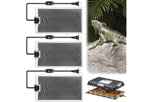 VAILEAL 3 cuscinetti riscaldanti per contenitori in vetro, 7 W, tappetino riscaldante per terrario, 15 x 28 cm, con regolazione della temperatura, cuscino termico regolabile per rettili, anfibi, serpenti,