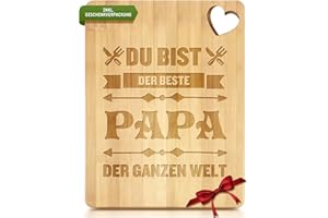 HYGGARTN Vatertagsgeschenk für Papa, Geschenke für Papa, Bambus Schneidebrett Papa Geschenk zum Geburtstag Vatertag bester Papa Vater Geschenke von Tochter Sohn, Schneidebrett Holz Gravur Küchenbrett Brotbrett