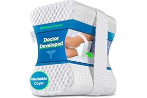 Sports Medica Knee Pillow - Washable Cover Memory Foam Leg Pillow for Sleeping on Side - Doctor Developed eHandbook - Sleeping on Back - Hip Support and Alignment, Pain Relief - Side Sleeper cushion