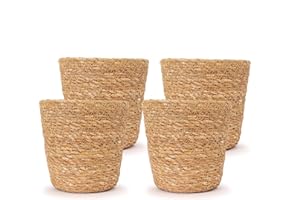 ‎WL PLANTS WL PLANTS Bloomique - Geflochtener Blumentopf Maki - Set mit 4 Töpfen - Beige - Seil - Korb für Pflanzen - Innen und Außen - H13x Ø12