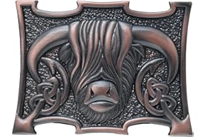KILT MANIA Traditional Scottish Heilan Coo Kilt Belt Buckle, Highland Cow Kilt Buckle Made from Pewter – Elegant Celtic Kilts Accessory for Men – Size 10cm x 7.6cm