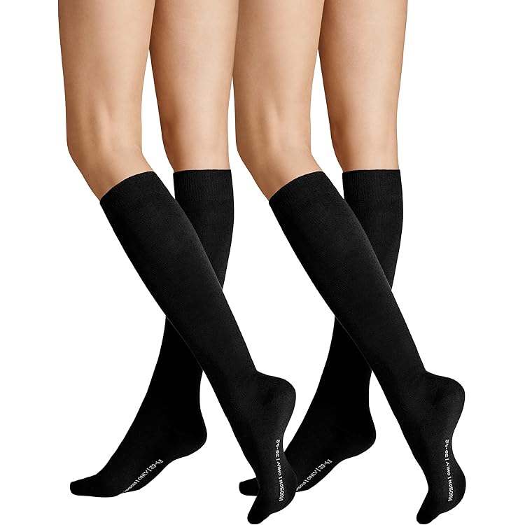 FALKE Dames Kniekousen Sensitive Berlin W Kh wol katoen met comfort tailleband 1 paar, Zwart Black 3000, 35-38