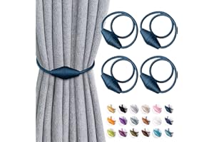 VEGCOO Magnetic Curtain Tie Backs, 2 Pairs Curtain Rope Holdbacks in Royal Blue, Window Curtain Buckles Window Tie Back Holders for Thin or Thick Home Office Hotel Window Decorative