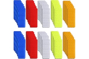 HuaJiao Reflektorband 100 Stück Reflektor Aufkleber, 3 x 8 cm Reflektoren Selbstklebend Sicherheitsaufkleber Reflektierend Nachtsichtbarkeit Warnklebeband für Fahrrad Helme (5 Farben)