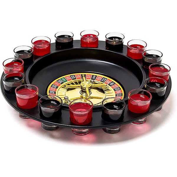 W WIDMANN MILANO Party Fashion - Jeu à Boire « Roulette » | Avec une roulette, 16 verres à schnaps, 2 billes en métal, jeu de société à partir de 18 ans