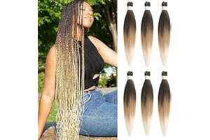 BLTYXT Pre stretched Braiding Hair 26'' Easy Braid 6 Packs Professional Itch Free Synthetic Fiber EZ Braids Yaki Texture Knotless Braiding Hair Extensions(T1B-27-613)