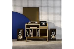 sweeek - Mueble Vintage de Vinilo con decoración de Madera, Dune, L 100 x A 48 x A 81,5cm