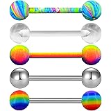 Oufer 5 Pcs Piercing Langue 14G En Acier Inoxydable 316L Avec Boule Violet  Bleu Barre De Langue Piercing Barbell Piercing Corps Bijoux Femme Homme  Anneau Ensemble 16Mm : Amazon.fr: Bijoux