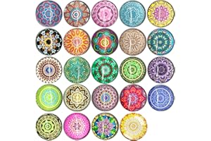 SALADOCY 24 Calamite Frigorifero, In Vetro Decorativo Cabochon, Con Motivo Mandala, Per Frigorifero, Cucina, Lavagna, Ufficio, Multicolore