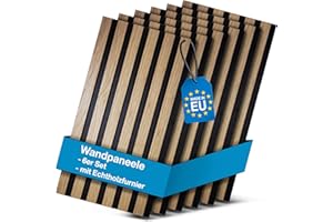 Schwanfeld® [60 x 30cm] Akustikpaneele Holz 6er Set [FÜR JEDEN EINSATZORT] - Wandpaneele Holz für eine angenehme Raumakustik - Lamellenwand Echtholzfurnier - Wandverkleidung Holz (Natur)