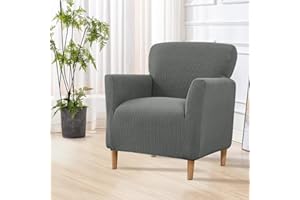 ‎SHANNA SHANNA Stretch Bankettstuhlbezüge: 1 Stück Luxus Gestrickte Sesselbezüge Neueste rutschfeste Einfarbig Armstuhlbezug für Büro Empfang Lesesofa (A-Dunkelgrau)