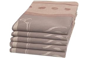 ‎ZOLLNER ZOLLNER 5er Set Geschirrtücher, 50x70 cm, Baumwolle, Kaffee Motiv, braun