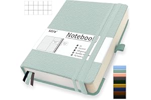 Mlife Quaderno A5 Quadretti, 360 Pagine E 100g/M² Carta Resistente All'Inchiostro, Quaderni Con Tasca Pieghevole Per Ufficio Scuola Casa Scrittura E Note(Blu Verde)