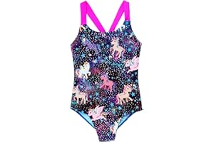 Agoky Bañador de una Pieza para Niña Traje de baño con Estampado Ropa de Natación Infantil con Espalda Descubierta Piscina Playa Hawaiian 3-16 Años