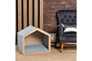 SUGODESIGN Haustierhaus aus Holz, Katzenbett, Katzenhaus, Hundebett, Hundehaus, Katzen- und Hundemöbel, Katzenhöhle, Hundehöhle, stilvoll, Indoor (Mint L)