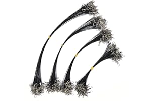 PISCORUSH 50 Stück Angeldrahtvorfächer, Nylon-beschichtete Angelschnur, Vorfächer mit Wirbeln und Druckknöpfen, Edelstahl, Angelzubehör