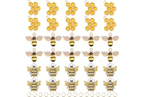 PH PandaHall - Lote de 30 abalorios de abejas (3 estilos, colgantes de abejas, animales, con anillos de salto de 5 g, para collar de pulsera artesanal, fabricación de joyas