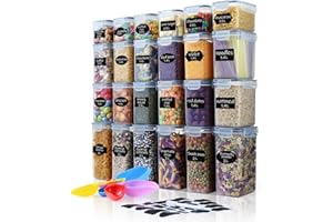 Hibisaws Zestaw 24 Pojemników na Żywność z Hermetycznymi Pokrywkami, Organizery Kuchenne, BPA-Free, Plastikowe Pojemniki