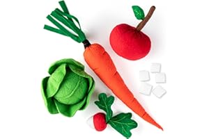 SKIPPI Friandises pour Hobby Horse, Peluche Fruits et Légumes et Sucre en Morceaux pour Tête de Cheval à Chevaucher, Hobby Horse Accessoire, Grand Ensemble de Friandises, Carotte, Pomme, Chou, Radis