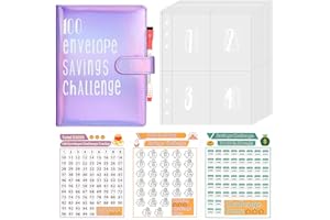 Classycoo A5 Budget Binder, PU Leather, Black, 100 Cash Envelopes, 2 Holes, Funny Way to