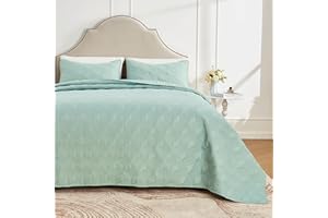 beeweed Colcha para Cama con Motivos Diamante Colcha Multiuso Edredón de Patchwork Manta de Dormitorio Suave y Agradable para la Piel Diseño Reversible Verde Menta Claro 240x260 cm