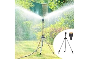 GUAHKUN Regner Stativ, Rotating Tripod Sprinkler, Rasensprenger, Sprinkler mit 360-Grad-Drehung, Teleskop Stativregner, Teleskopstativsprinkler Für Große Flächen, Hof, Garten, Rasen, Modern