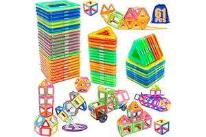 Shrubz 61 Piezas Bloques de Construcción Magnéticos, Juguetes Niños Juego de Imanes 3D Juego Imanes Juguetes para Niños Niñas de 2 3 4 5 6 7 Años Cumpleaños Juguetes Imanes Magnéticos Niños Regalos