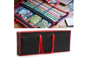 CKB LTD Papier do pakowania prezentów, torba do przechowywania, organizer na Boże Narodzenie, urodziny, rolki, wstążki, etykiety, Boże Narodzenie, rękodzieło, dekoracje, kolor czarny, 82 x 31 x 13 cm