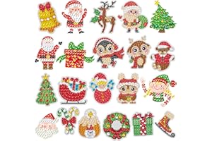 MLLTECH 21 Pezzi Pittura Diamante Adesivo 5D per Bambini | Diamond Painting Adesivo Adesivi natalizi Diamond Painting Kit Completo, Diamond Painting Kit per Bambini 5D Artigianato per Bambini Principianti