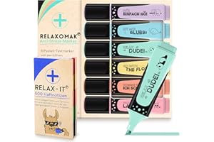 ‎GLÜCKSGUT GLÜCKSGUT® 500x Lustige Haftnotizen + 6x Textmarker Pastell | Scherz-Medikament | Anti Stress | Büro Schule Studium Uni | Abschiedsgeschenk für Kollegen Chef Lehrer | Post it