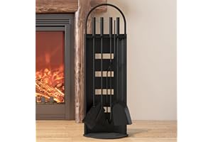 Kingson Juego completo de herramientas para chimenea de 5 piezas, 22 x 16 x 66 cm, juego completo para quemadores de leña, accesorios de chimenea para un mantenimiento eficiente del hogar