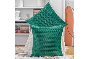 Madizz 2 Pezzi Federe in Velluto Copricuscini Morbido Decorativo Fodere per Cuscino Lusso Stile per Divano Camera da Letto Verde Scuro Quadrate 45x45 cm