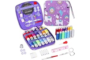PECEHOM Sewing Kit,Needle and Thread Kit Travel,DIY Premium Sewing Supplies,Portable Small Sewing Kits for Adults,Beginner,Emergency Clothing Fixes and Home Button Repair Kit (Purple - Alpaca)