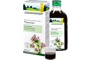 ‎SCHOENENBERGER Schoenenberger - Thymian naturreiner Heilpflanzensaft - 1x 200 ml Glasflasche - wirksame Hilfe bei Husten und Bronchitis - pflanzliches Arzneimittel