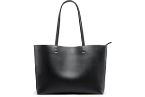 KALIDI Sac à main pour femme, grand sac cabas en cuir synthétique, étanche, avec fermeture éclair, pour le travail, les voyages, le shopping, l'école, Noir
