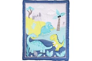 HMtideby Dinosaur Themed Baby Toddler Blanket Quilt Cot Comforter Crib Baby Quilts for Boys and Girls Nursery Bed Throw Blanket 84x107cm Suitable for All Season