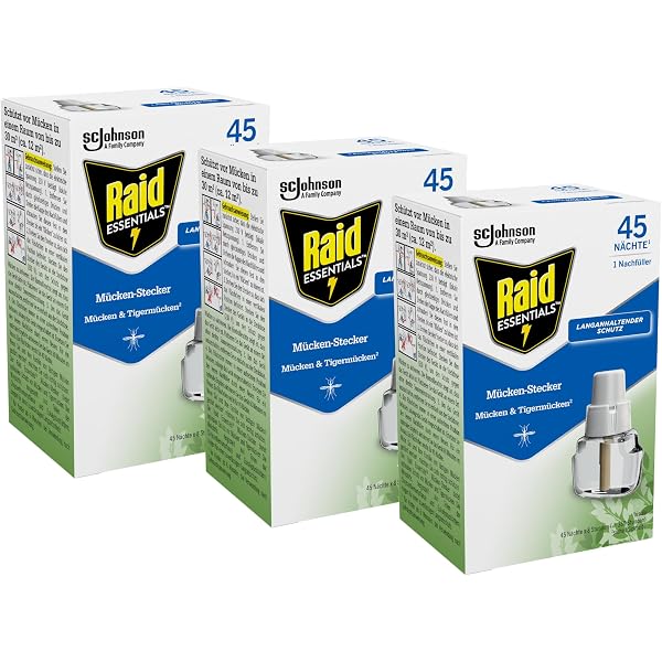 Raid Nachfüllpack für elektrische Zerstäuber Night&DayTM Fliegen, Mous- und Moustische Tiger, 1 Nachfüllpack für 240 Stunden – 1 Stück Garten