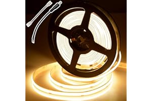 ‎BERIXDEEP BERIXDEEP 480 LEDs/m COB LED Streifen 5m Warmweiß, 24V LED Strip 2700K, 9w/m, CRI 92+, 8mm, Hell LED Streifen ohne Netzteil für Indirekte Beleuchtung in TV Hintergrund, Schlazimmer, Schränke, Decken