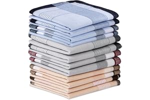 Aomig Homme Mouchoir Carré, 12 Pièces Ensemble de Pochettes Classiques, Mouchoirs Homme Grande Taille 40cm x 40cm, Coton Doux avec Classique Rayures Mouchoir pour Mariage Soirée Business(Type B)