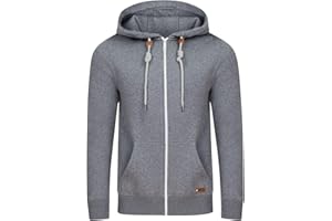 riverso Męska kurtka z kapturem RIVThilo, bluza z kapturem, zamek błyskawiczny, jednokolorowa, bawełna, szara, brązowa, zielona, czerwona, niebieska, czarna, S M L XL 2XL 3XL 4XL 5XL