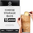 Formaticum Cheese Storage Bags - Wax Paper Bags to Keep Cheese or Charcuterie Fresh - Professional Grade Cheese Paper for Wrapping Cheese - Porous Brown Paper Bags From France - 6.25 x 11 (15 Pack)