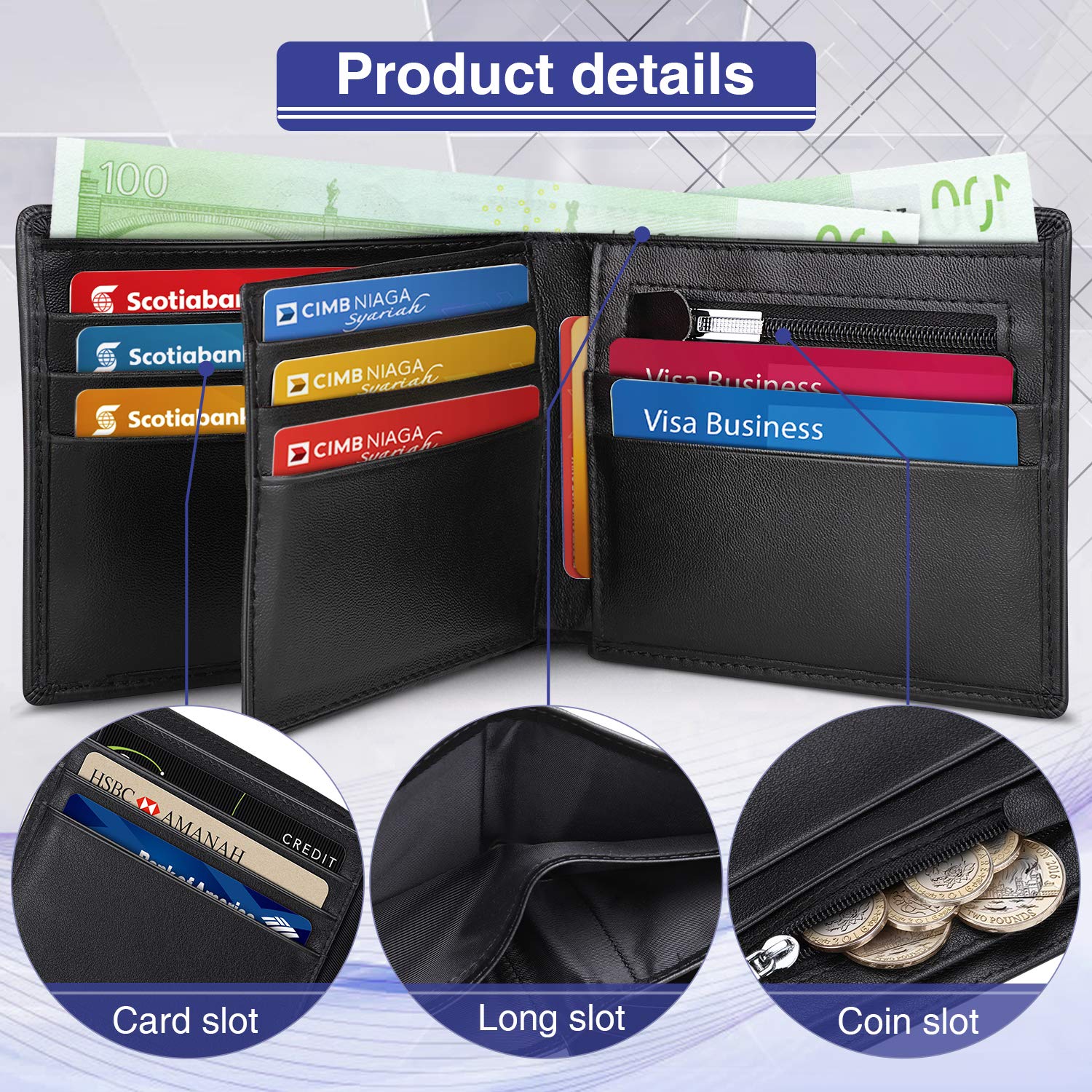 Nava Design - Portafoglio uomo 8 tasche per carte di credito Smooth - SM409