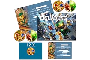 IRONIUM 12x Einladungskarten Kindergeburtstag Junge mit Umschlag Deutsch, Geburtstagseinladungen Jungen, Einladungskarten Geburtstag Set für Themed Party (A6) (B)