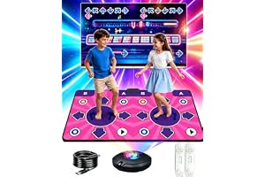 KIRJAUDU Dansmatta med dubbla spelare, HDMI, RGB-kontroller och lampor | AR-dansmatta med dubbla spelare, +100 spel, HDMI, trådlösa kontroller och RGB-lampor. Perfekt för barn, fester och fitness.