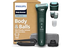 Philips Bodygroom serie 7000 - Rifinitore per uomo, testina flessibile 2D tripla protezione, Testine intercambiabili, Rifinitura e rasatura intima, Impermeabile 100%, 120 minuti autonomia, BG7485/30