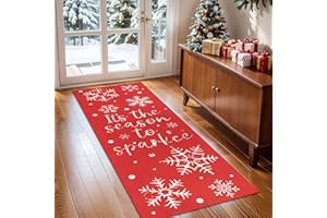 Homcomodar Tappeto Corridoio di Natale Lungo 65x180cm Tappeto Passatoia Cucina Antiscivolo Lavabile Tappeto Runner Moderni per Cucina Corridoio Camera Decorazione Natalizia