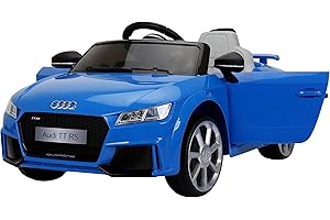 REBO Audi TT Roadster Electric Ride On Car with Parental Remote Control (Blue) | OutdoorToys | Lights, Opening Doors, Safety Belt, Forward and Reverse Gears
